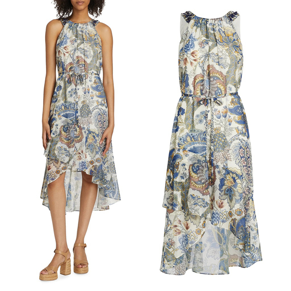 NWT Kobi Halperin Allison Beaded Midi Dress High-Low Floral $598 - Size L - Picture 1 of 16